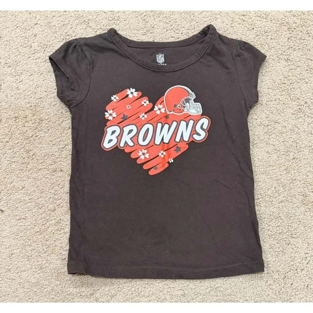 Cleveland Browns NFL Team Apparel Kids Youth Girls Shirt Size 4T Heart Football